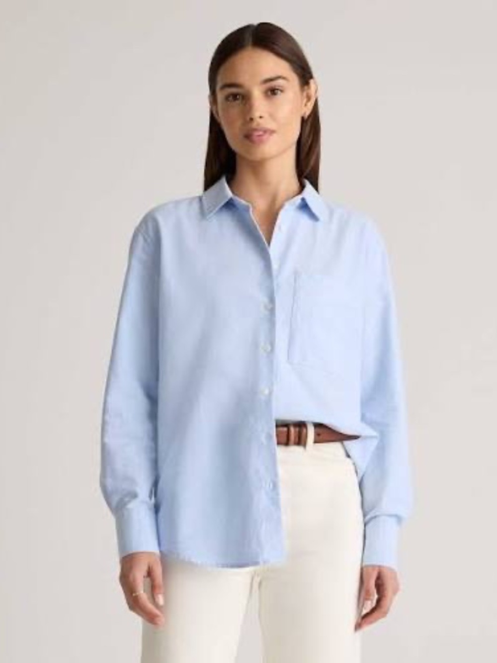 Quince Organic Cotton Relaxed Oxford Shirt Pale Blue Button Down Womens Size S